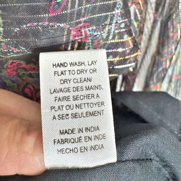 Allison NY Mason Mayes Jules Ruffle Laced Metallic Blouse Paisley Blooms Size XS - Picture 10 of 11